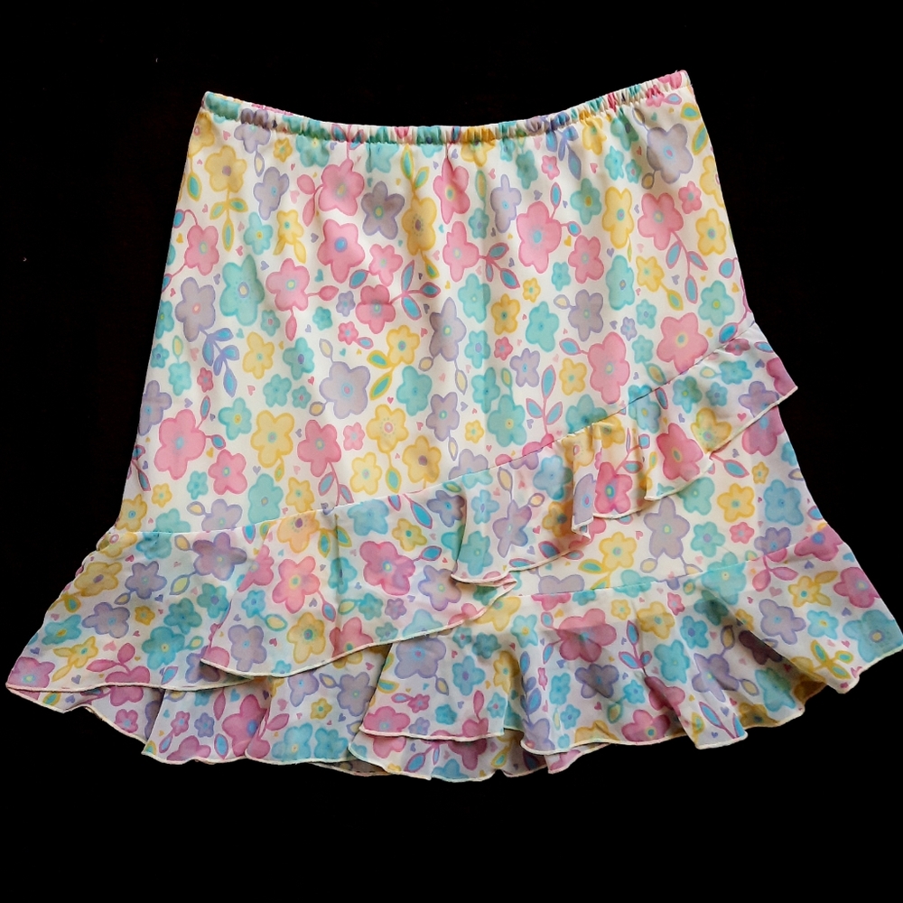 Basic Editions 14/16 (Girls) Floral Ruffle Skirt